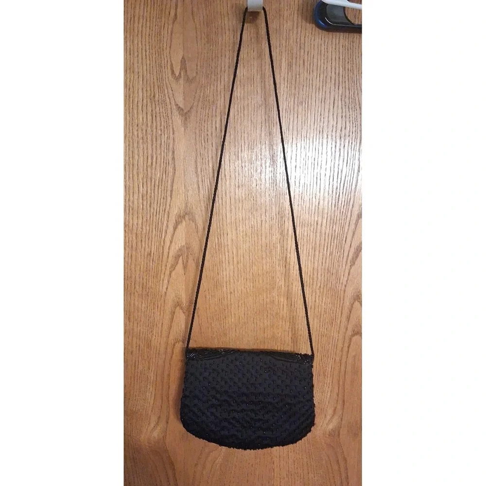 Carla Marchi Black Beaded Shoulder Evening Bag 9